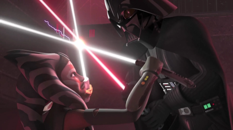 Ahsoka, one of the only characters in the series shown going toe-to-toe with Vader and surviving.